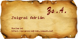 Zsigrai Adrián névjegykártya